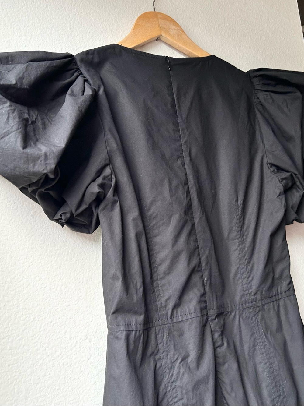 Hunter Bell Cassidy Puff Sleeve Midi Cocktail Dress in Black Sz 6 - Picture 10 of 15